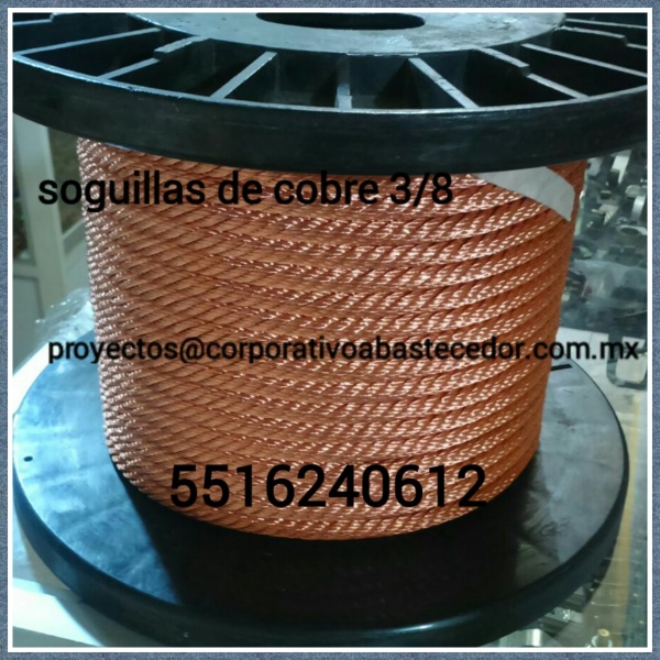 soguilla de 3/8,soguilla de cobre,soguilla redonda,trenza redonda,trenza de cobre,trencillas de cobre,conectores flexibles de cobre